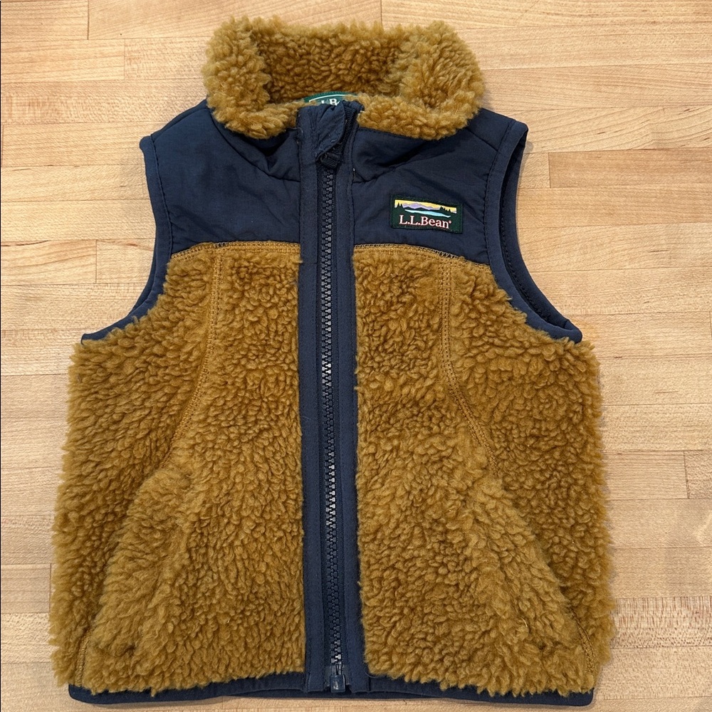 L.L. Bean Tan and Navy Sherpa Vest